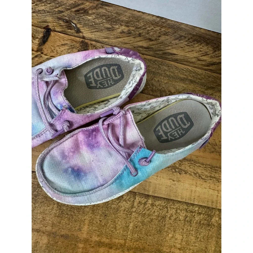 Hey‎ Dude Wendy Youth Dreamer Tie Dye Purple Blue Pink Slip On Loafers K13